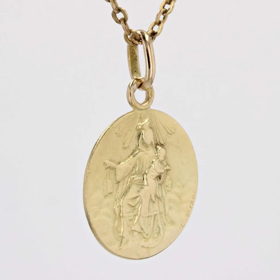 Médaille scapulaire or jaune signée Lasserre