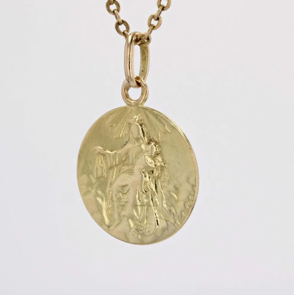 Médaille scapulaire or jaune signée Lasserre