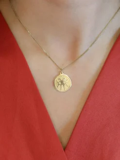 Médaille signe zodiaque Poisson or jaune