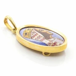 Médaille Vierge en Émail de Montserrat en Or Jaune