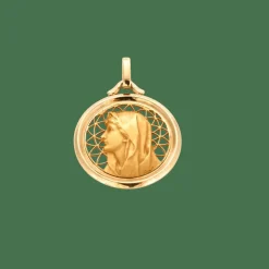 Médaille vierge en or jaune signée pageli