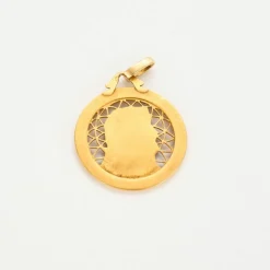 Médaille vierge en or jaune signée pageli