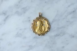 Médaille Vierge Marie Damants Or Jaune