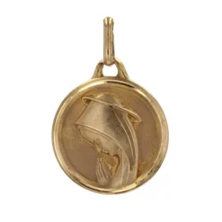Médaille Vierge Marie or jaune signée Augis