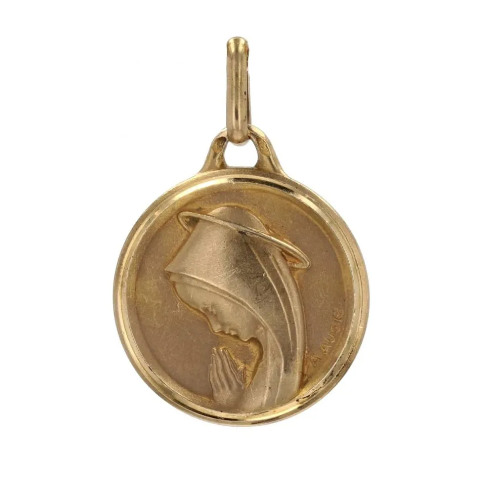Médaille Vierge Marie or jaune signée Augis