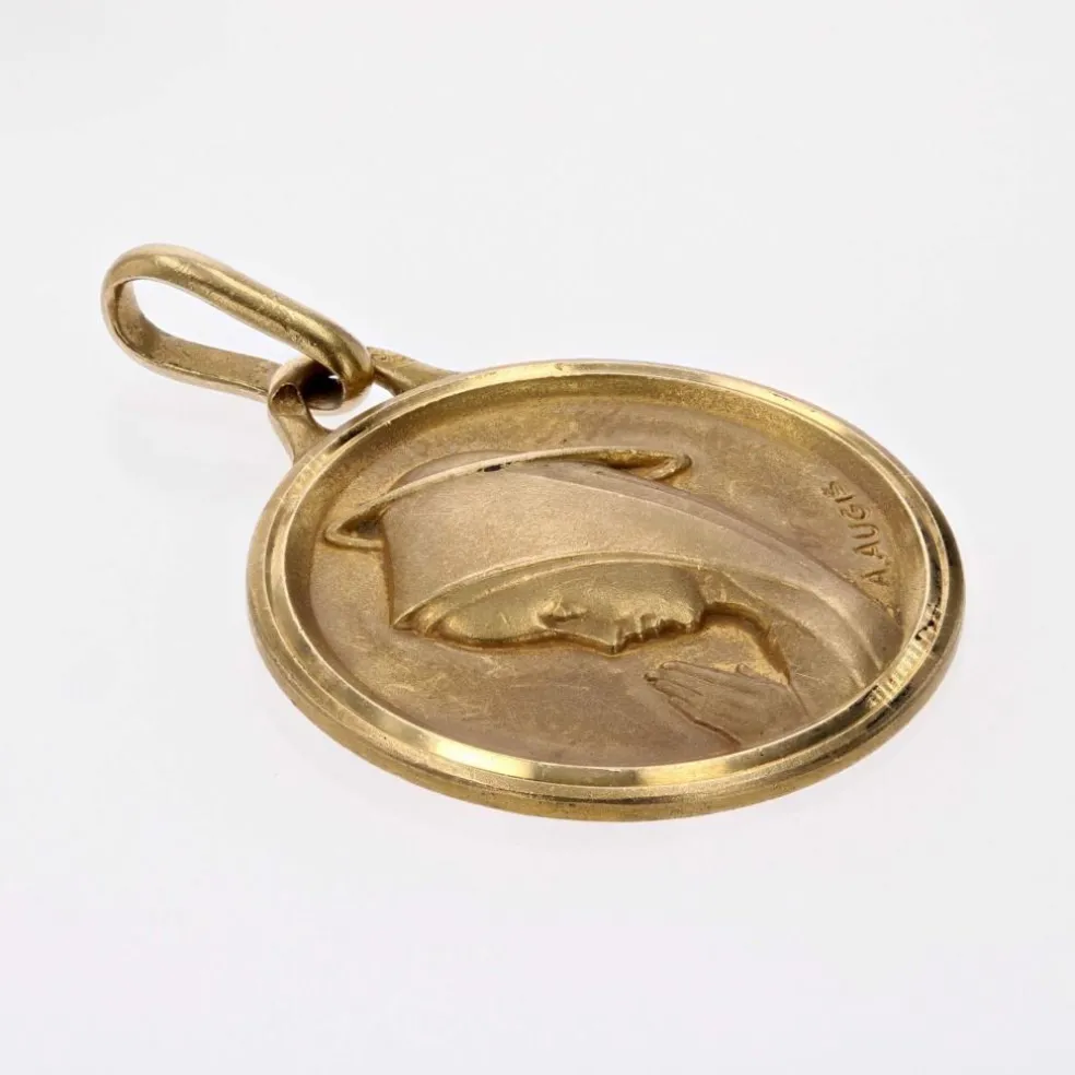 Médaille Vierge Marie or jaune signée Augis