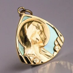 Médaille vierge or et nacre