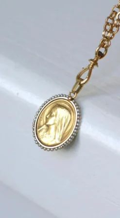 Médaille Vierge or et perles fines