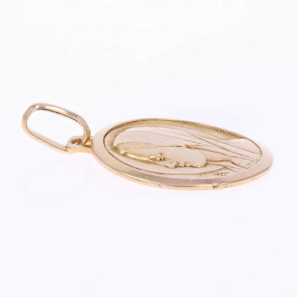 Médaille Vierge or rose signée Grün