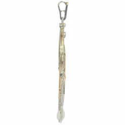 Médaille vintage des années 1910 Pendentif en or 18 carats serti de diamants, saphirs et perles Saint Antoine de Padoue représenté tenant l'Enfant Jésus