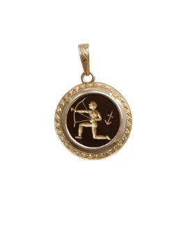 Médaille Zodiaque Sagittaire, or rose et intaille cornaline