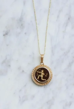 Médaille Zodiaque Sagittaire, or rose et intaille cornaline