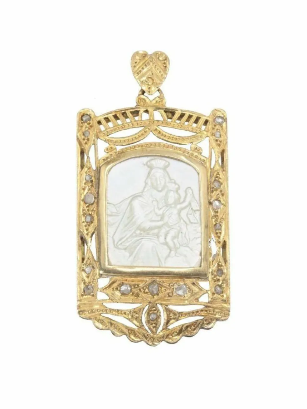 MÉDAILLE VIERGE A L'ENFANT AU SCAPULAIRE ART-NOUVEAU