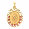 Médaillon ancien en or rose perle et rubis