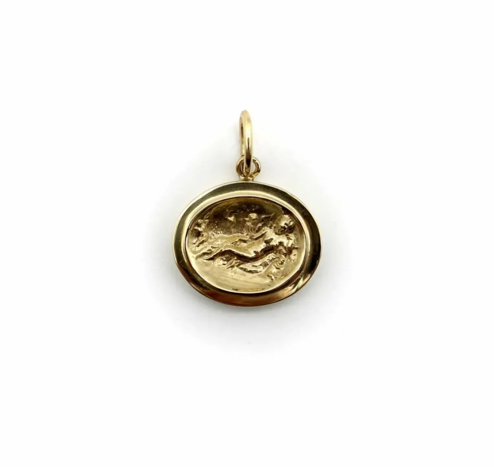 Médaillon Aphrodite Signature en or 14 carats de style classique