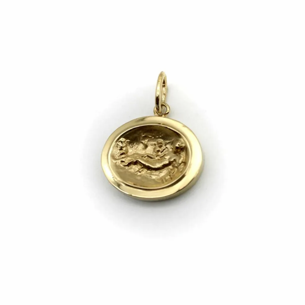 Médaillon Aphrodite Signature en or 14 carats de style classique
