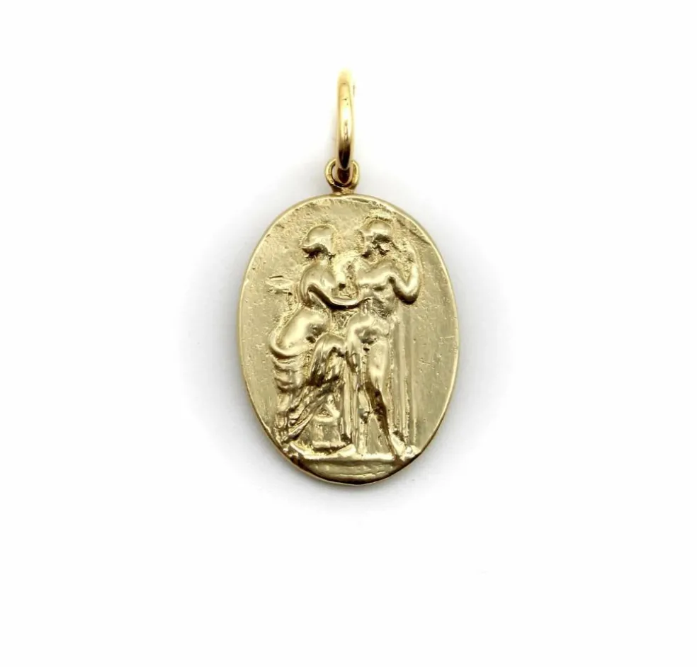 Médaillon de Vénus et Mars de renaissance classique de signature d'or