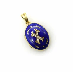 Médaillon en émail guilloché diamant doré Fabergé