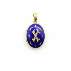 Médaillon en émail guilloché diamant doré Fabergé