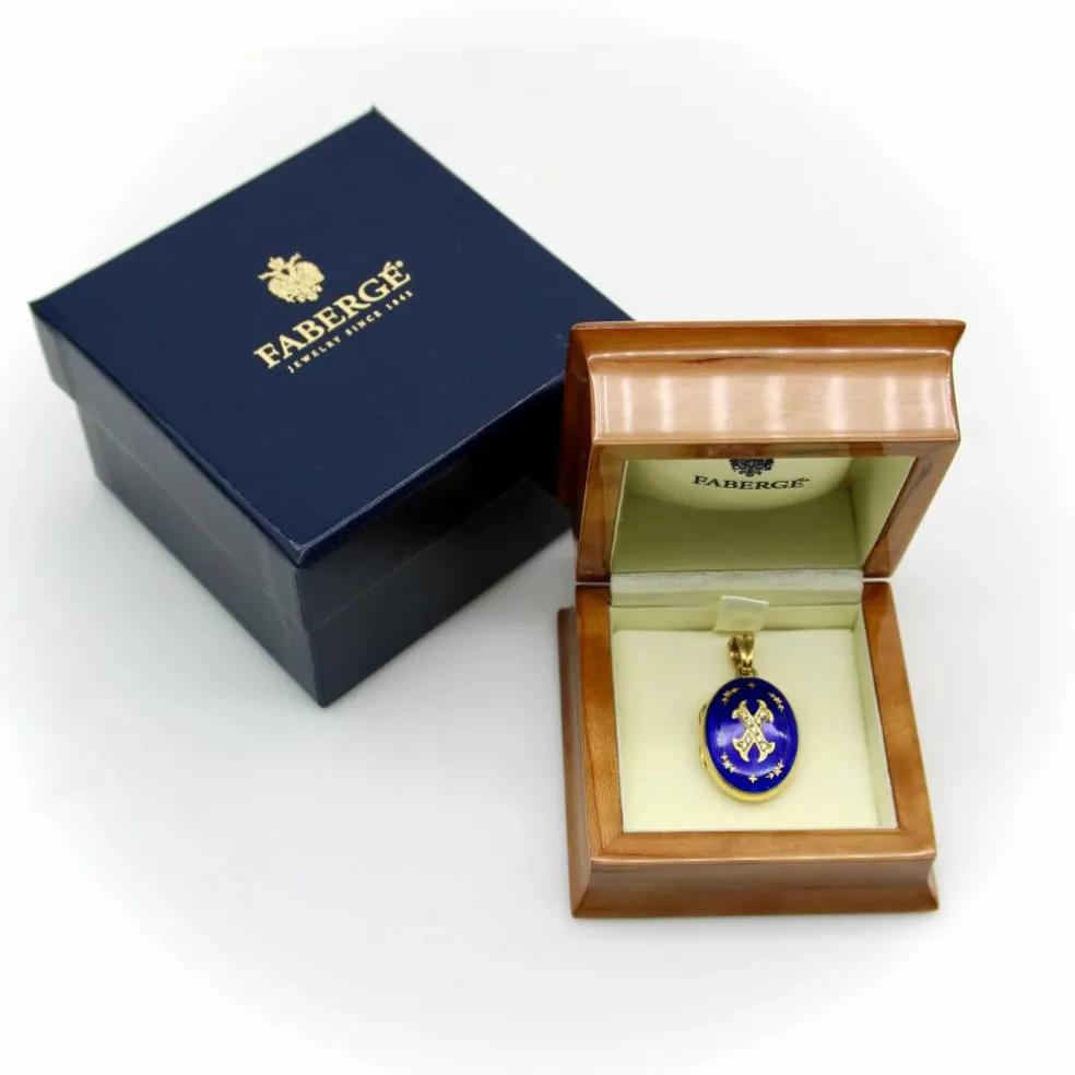 Médaillon en émail guilloché diamant doré Fabergé