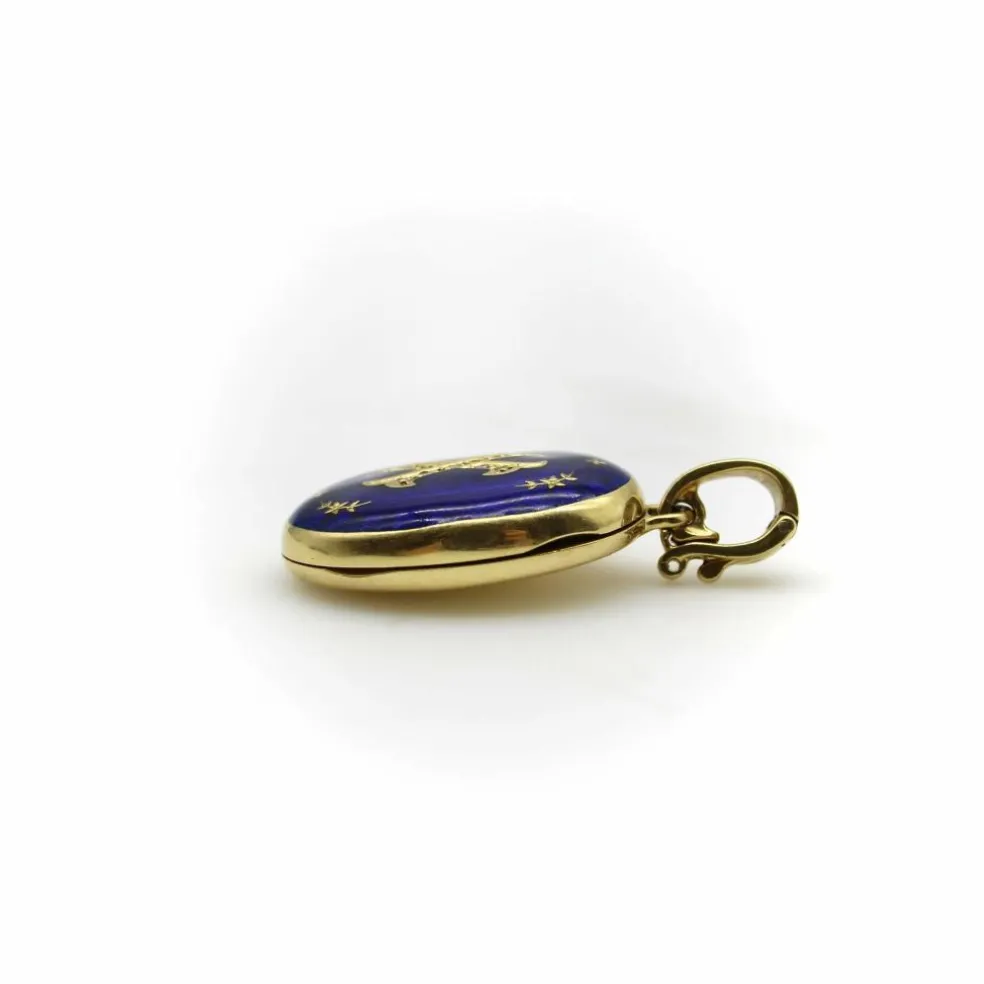 Médaillon en émail guilloché diamant doré Fabergé