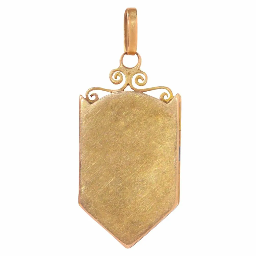 Médaillon en or avec émail, perles de rocaille
