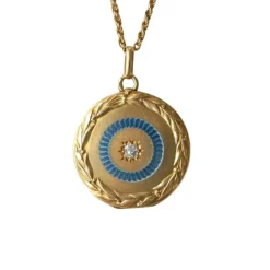 Médaillon or Jaune diamant et perles