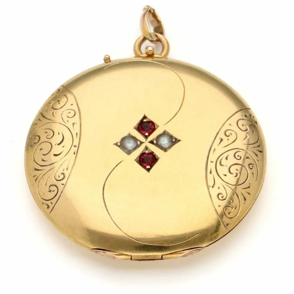 Médaillon Or jaune Perles de verre