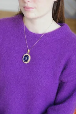 Médaillon ouvrant Or jaune Argent Email Diamants Perles