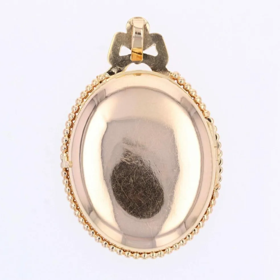 Médaillon Pendentif ancien en or et perles