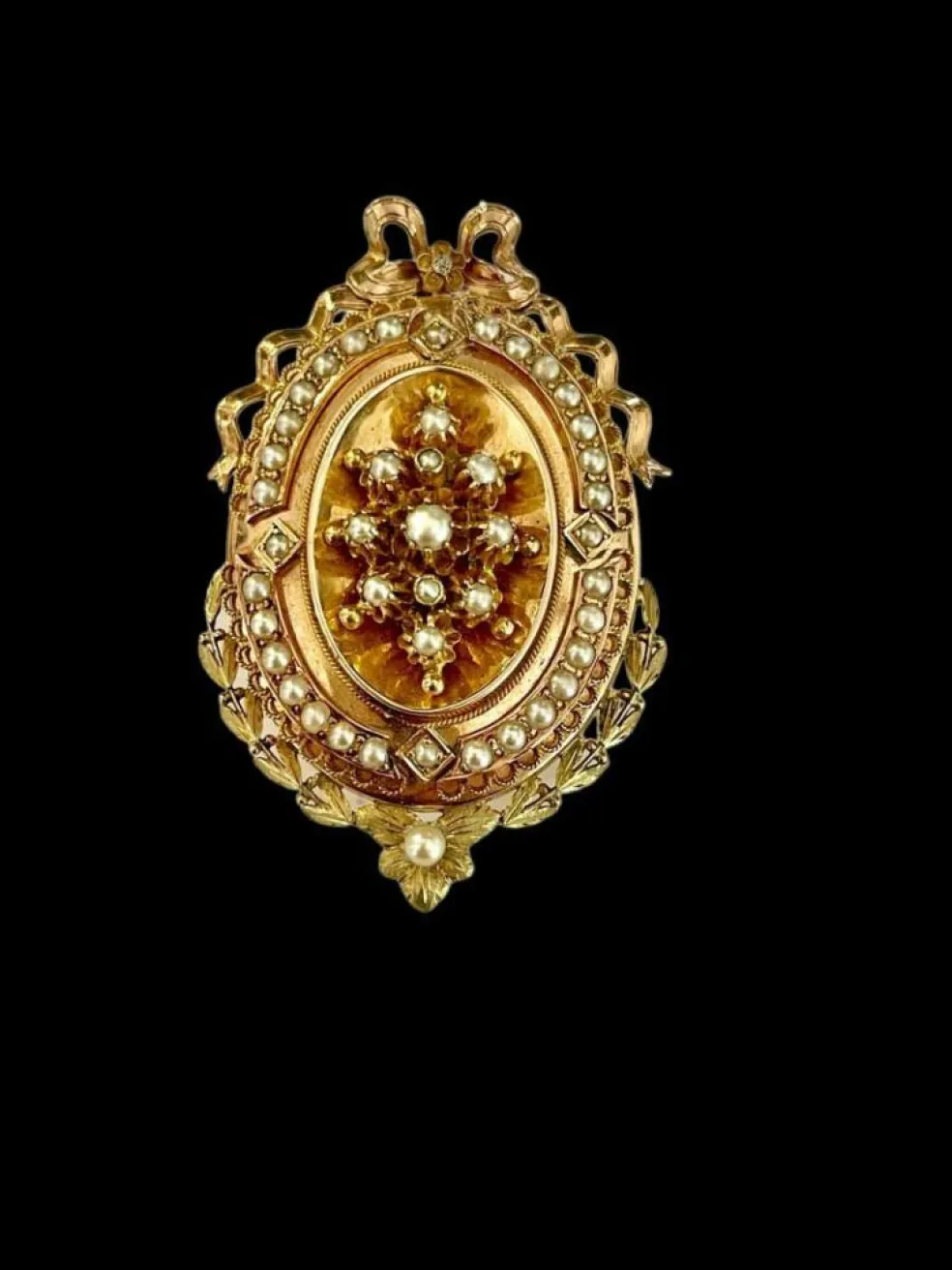 Médaillon Porte Souvenir Or et Perles Fines