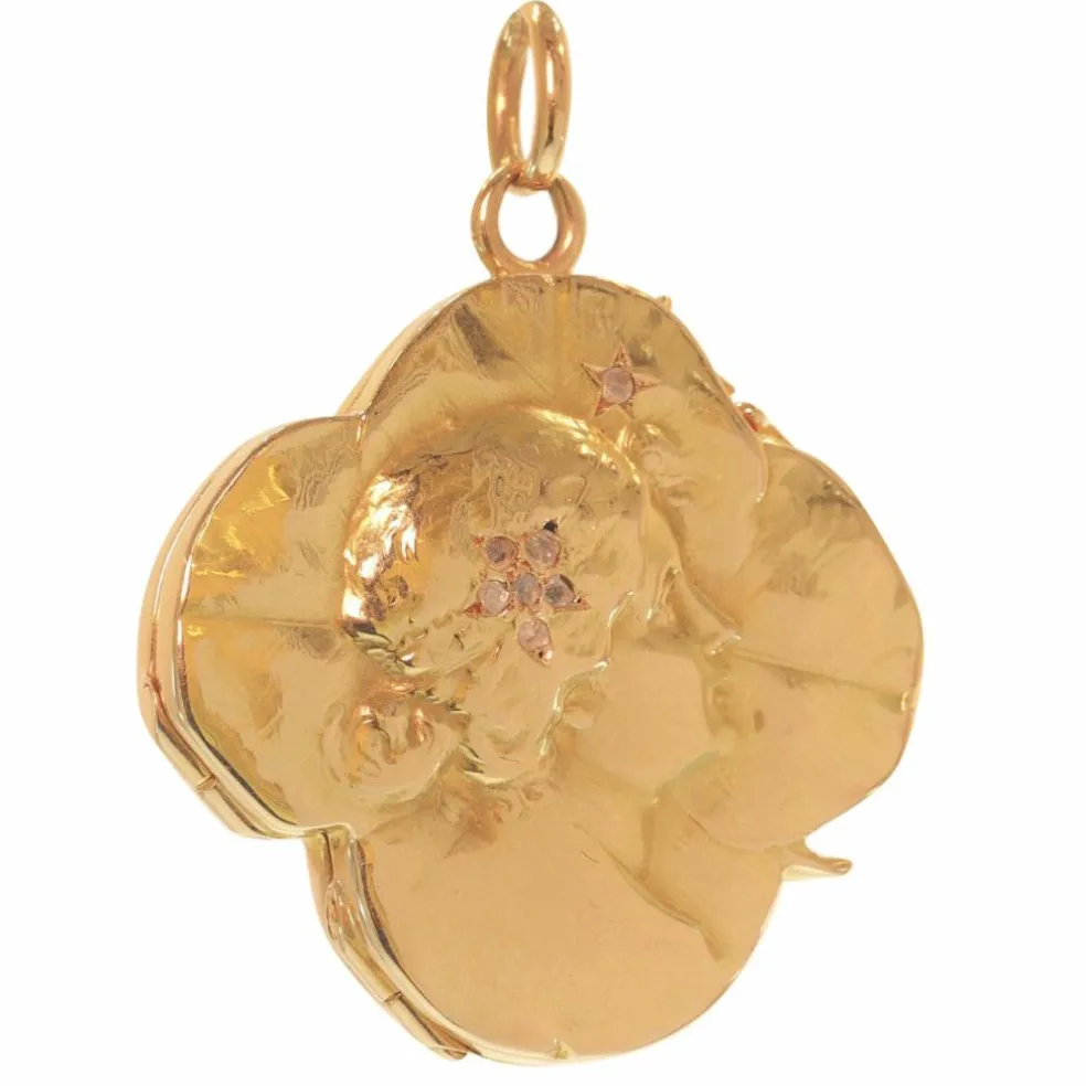 Médaillon porte-bonheur Art Nouveau Diamants