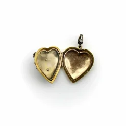 Médaillon victorien en or 18 carats avec cœur incrusté de diamants taille rose