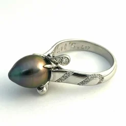 MEL'S bague or gris, perle noire et diamants