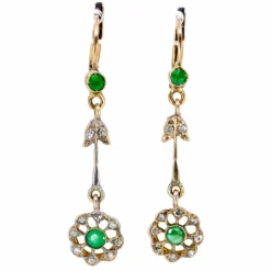 Émeraude, Diamant, 18 ct, Boucles d'oreilles