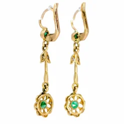 Émeraude, Diamant, 18 ct, Boucles d'oreilles