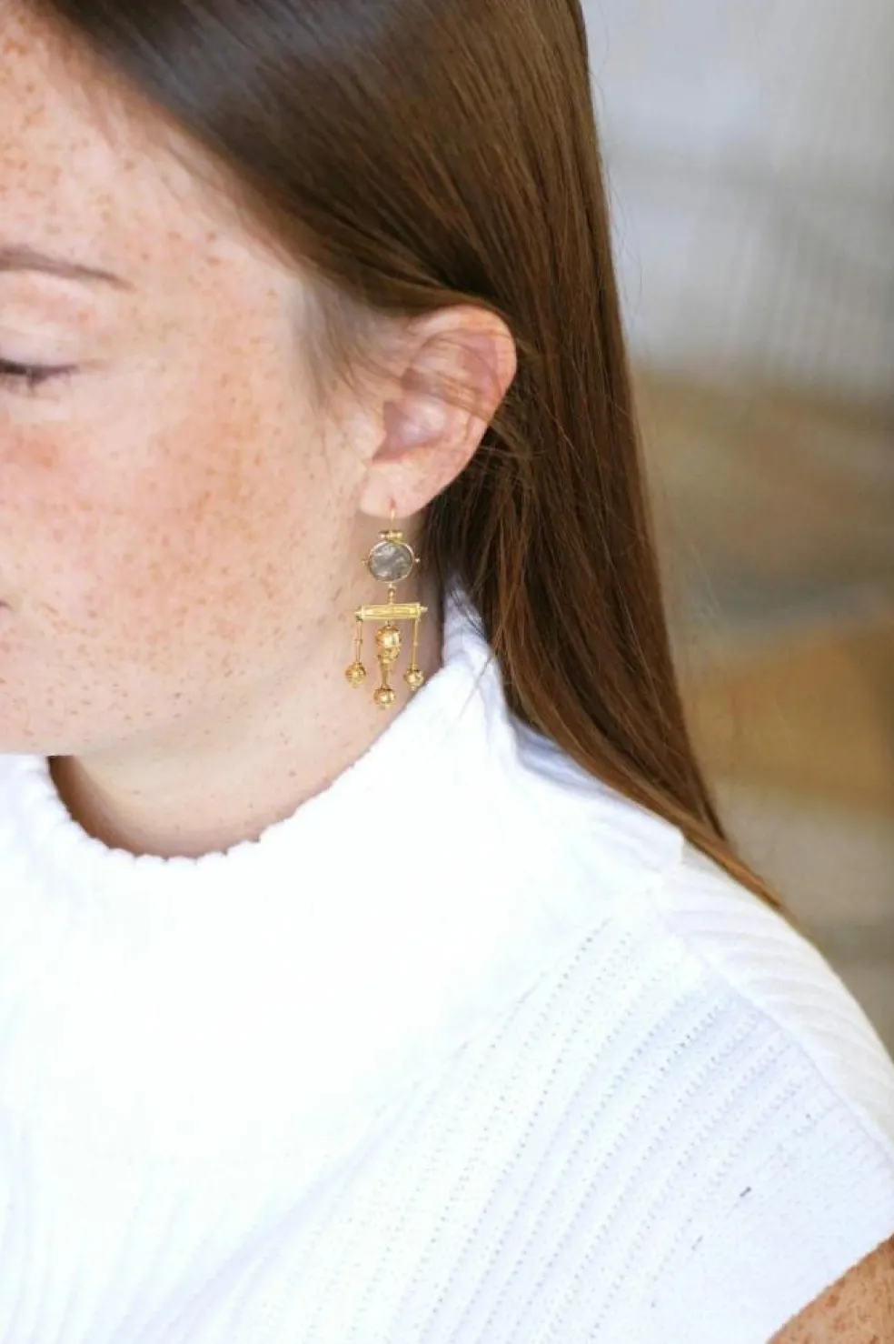 Mono boucle d'oreille néo étrusque or