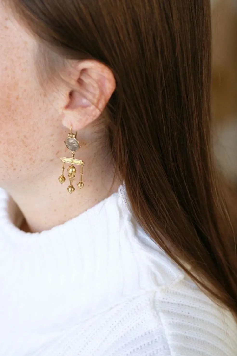 Mono boucle d'oreille néo étrusque or