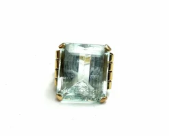 Énorme bague aigue-marine de 35 ct, taille émeraude.