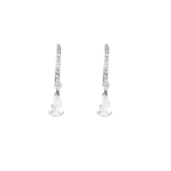 Paire boucles oreilles diamants or blanc