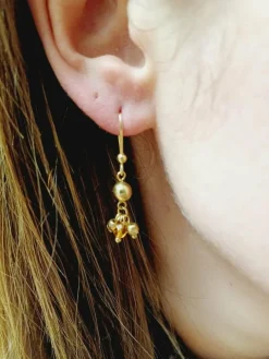 Paire de boucle d'oreilles en or et perles