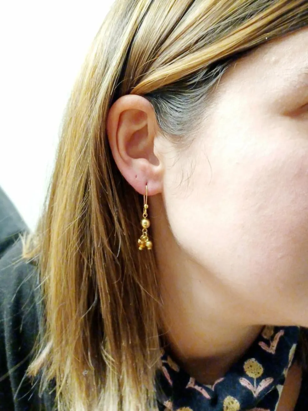 Paire de boucle d'oreilles en or et perles