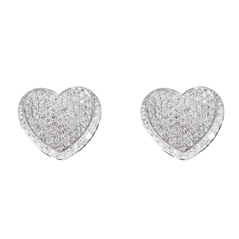 Paire de boucles d'oreilles en or gris et diamants