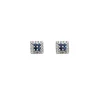 Paire de boucles d'oreilles carrées en or blanc saphirs et diamants