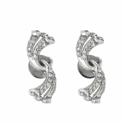 Paire de boucles d'oreilles or gris et diamants