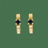 Paire de boucles d'oreilles or jaune saphir et brillants