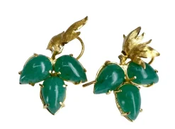 Paire de boucles d’oreilles Or jaune Aventurines