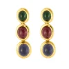 Paire de boucles d’oreilles sertie de pierres fines cabochon
