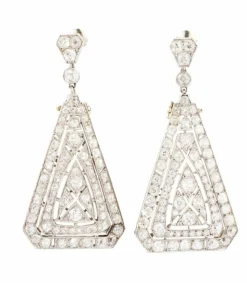 Paire de boucles d'oreilles à transformation platine et diamants