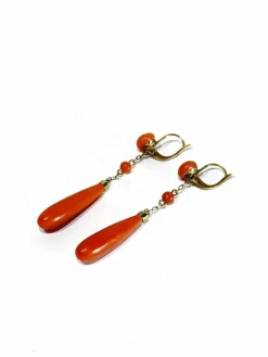 Paire De Boucles d'Oreilles en or et en corail